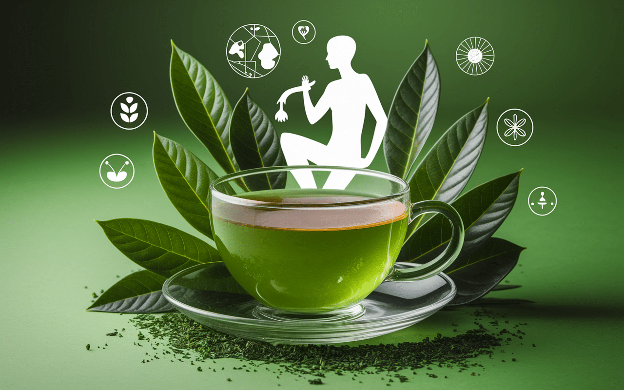 Symboles de bien-être liés au thé vert menthe