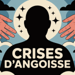 Silhouette humaine avec nuages sombres et mains apaisantes