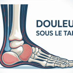 Illustration medicale pied douleur sous le talon fascia plantaire