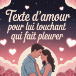 illustration couple enlacé ciel étoilé texte d'amour pour lui touchant qui fait pleurer