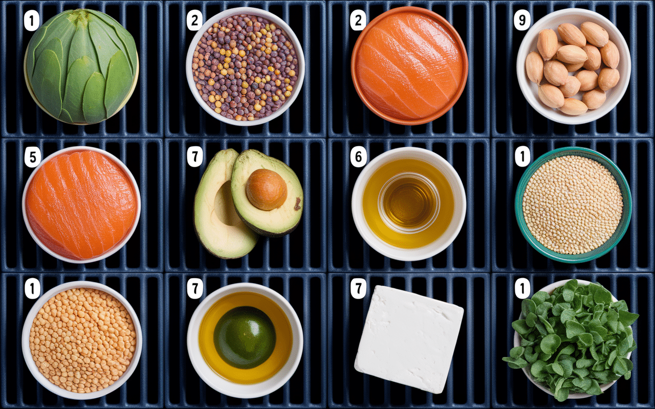 Mosaïque d'aliments anti-cholestérol