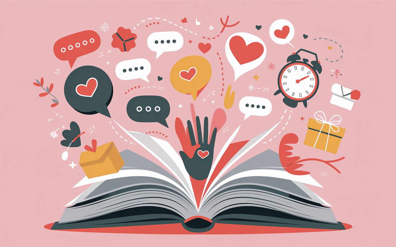 Illustration des 5 langages de l'amour par Gary Chapman