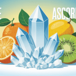 Cristaux d'acide ascorbique avec fruits colorés