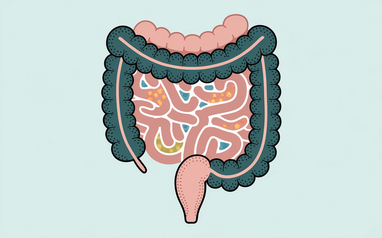 Illustration intestin et probiotiques Lactibiane