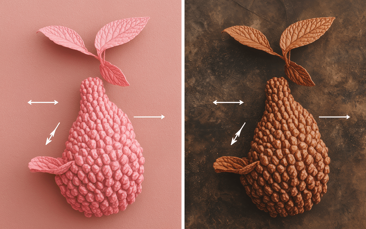 Comparaison verrue active et morte