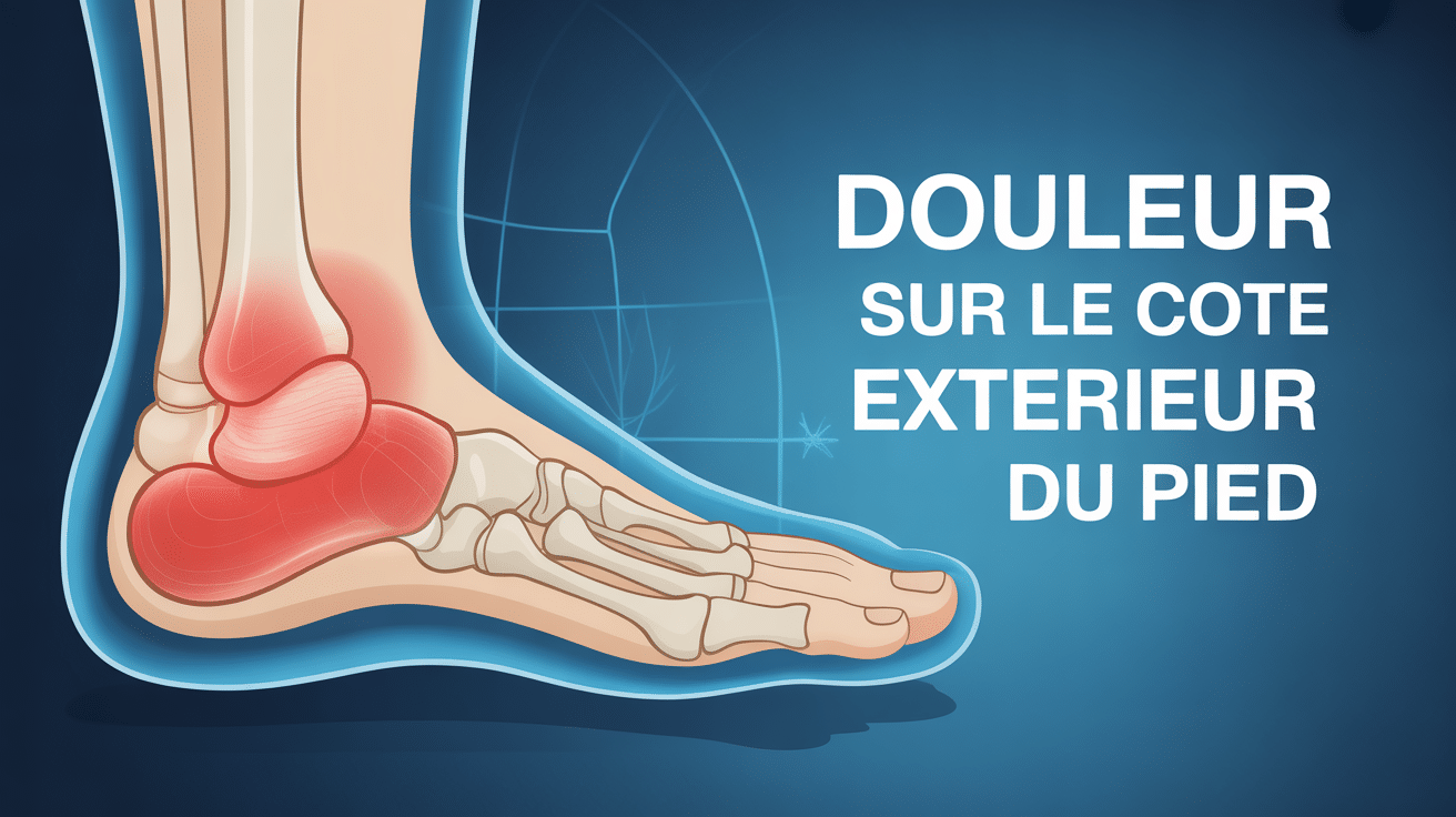 Vue anatomique du pied avec douleur côté extérieur