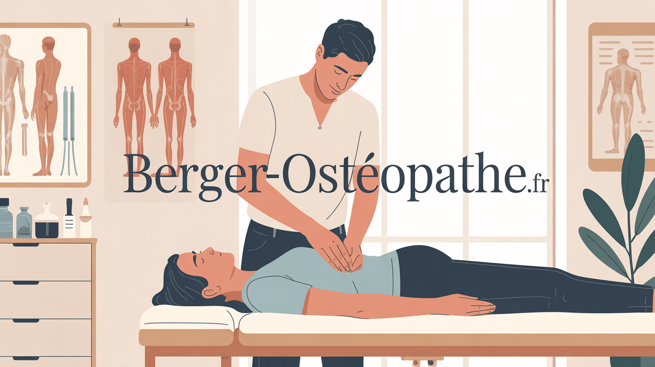 Praticien ostéopathe effectuant des manipulations douces