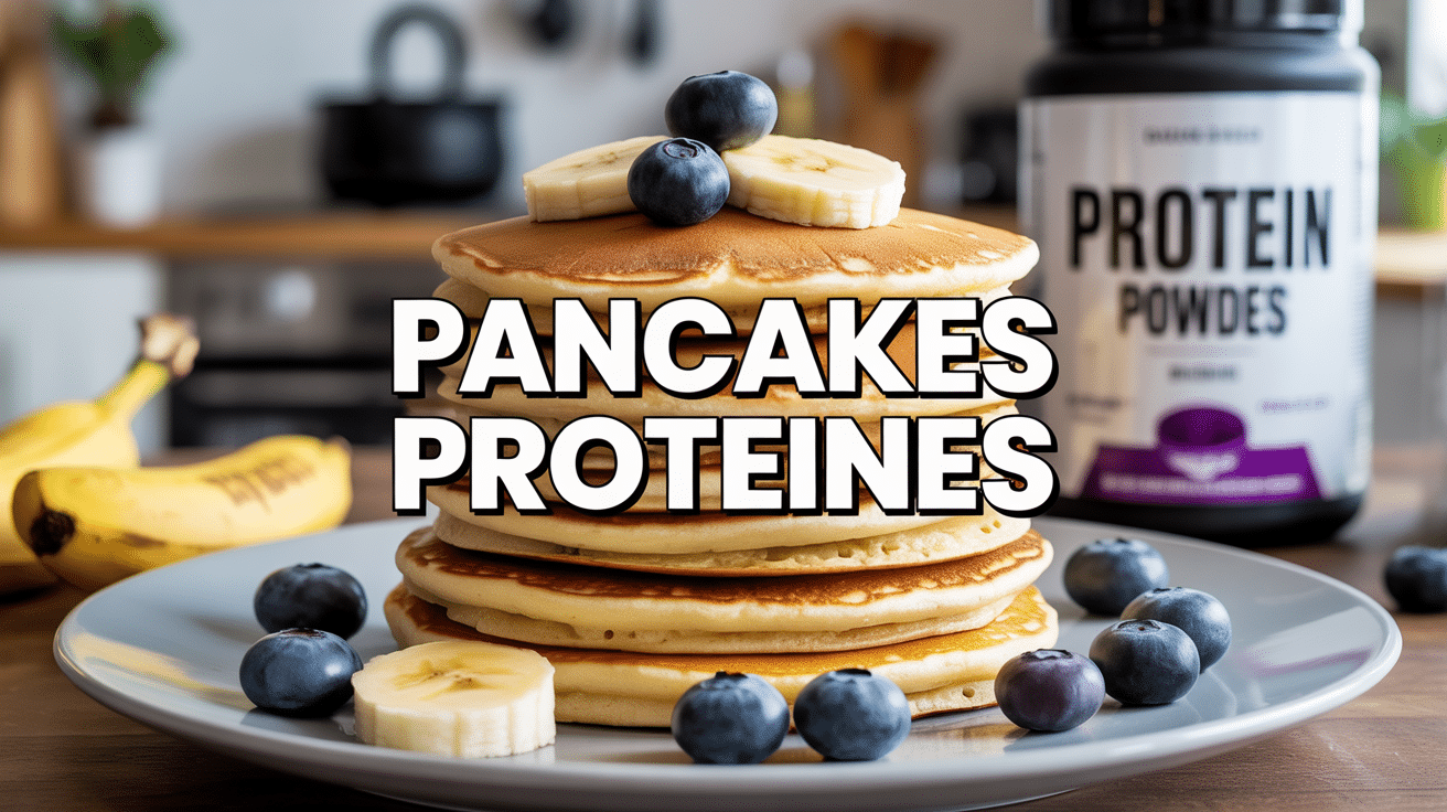 Pancakes protéinés moelleux avec myrtilles et banane