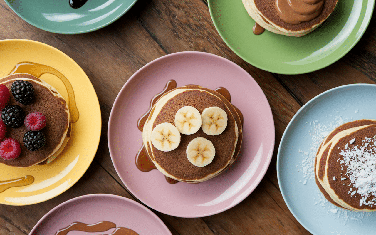 Différentes garnitures pour pancakes protéinés