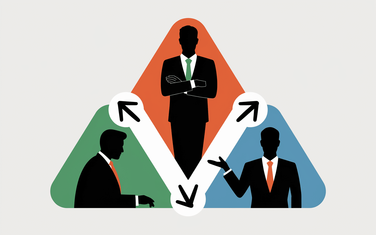 3 rôles stylisés du triangle de Karpman