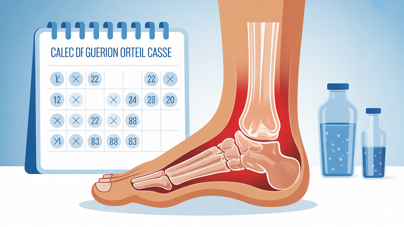 Illustration du temps de guérison d'un orteil cassé