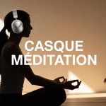 personne meditant avec casque meditation moderne