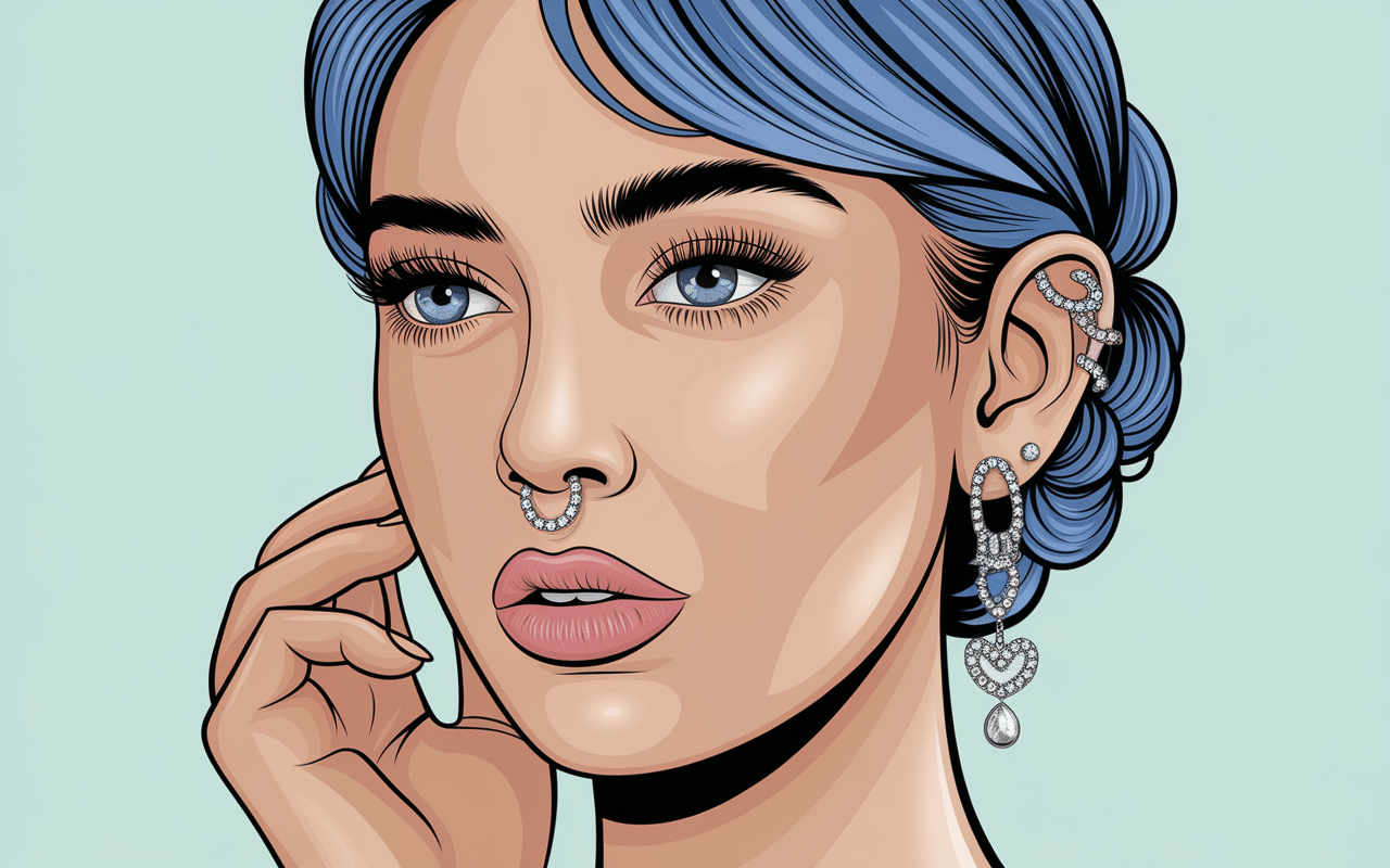 Oreilles avec piercing anti tragus et bijoux modernes