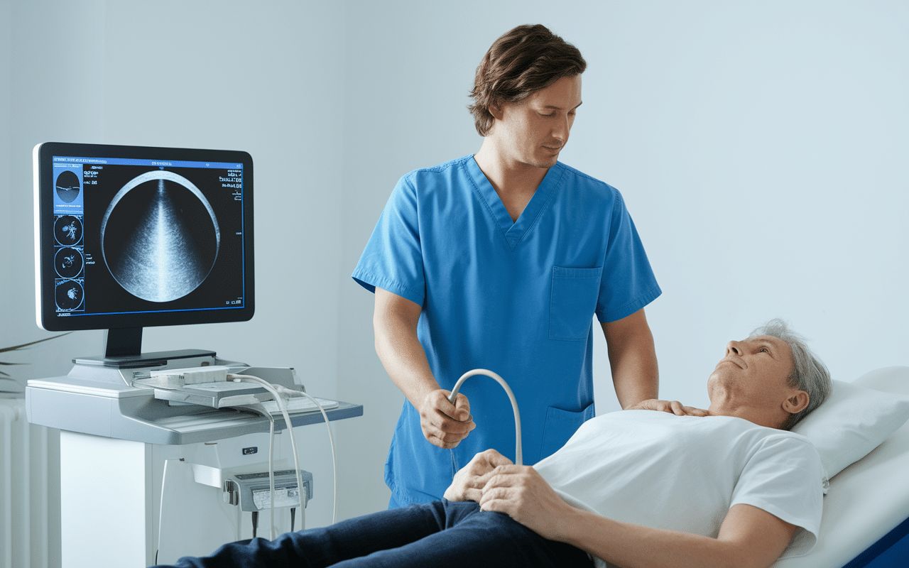 Bladder scan échographie vésicale patient