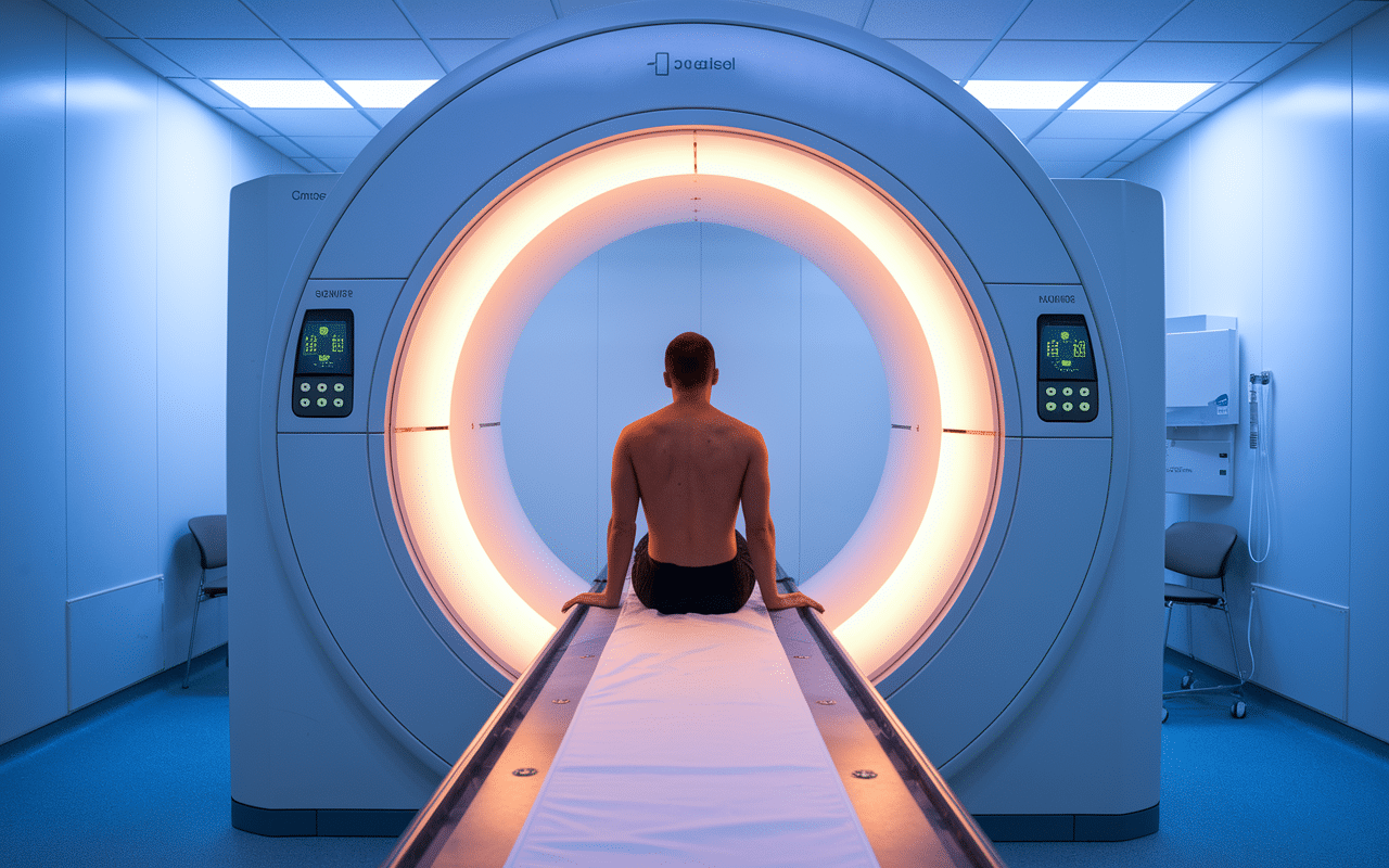 Patient dans machine cone beam dentaire