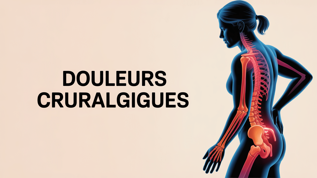 Illustration douleurs cruralgiques colonne lombaire et nerf
