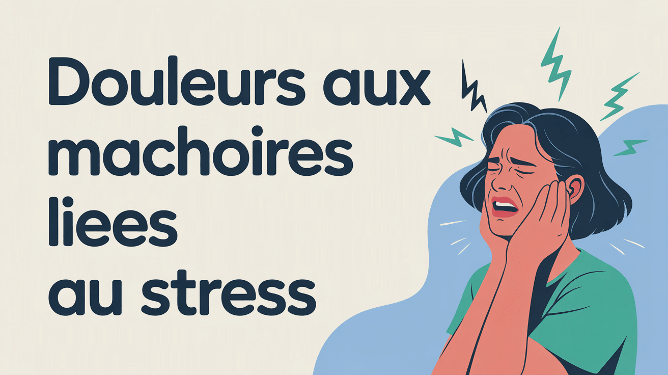 illustration douleurs machoires stress avec symboles stress