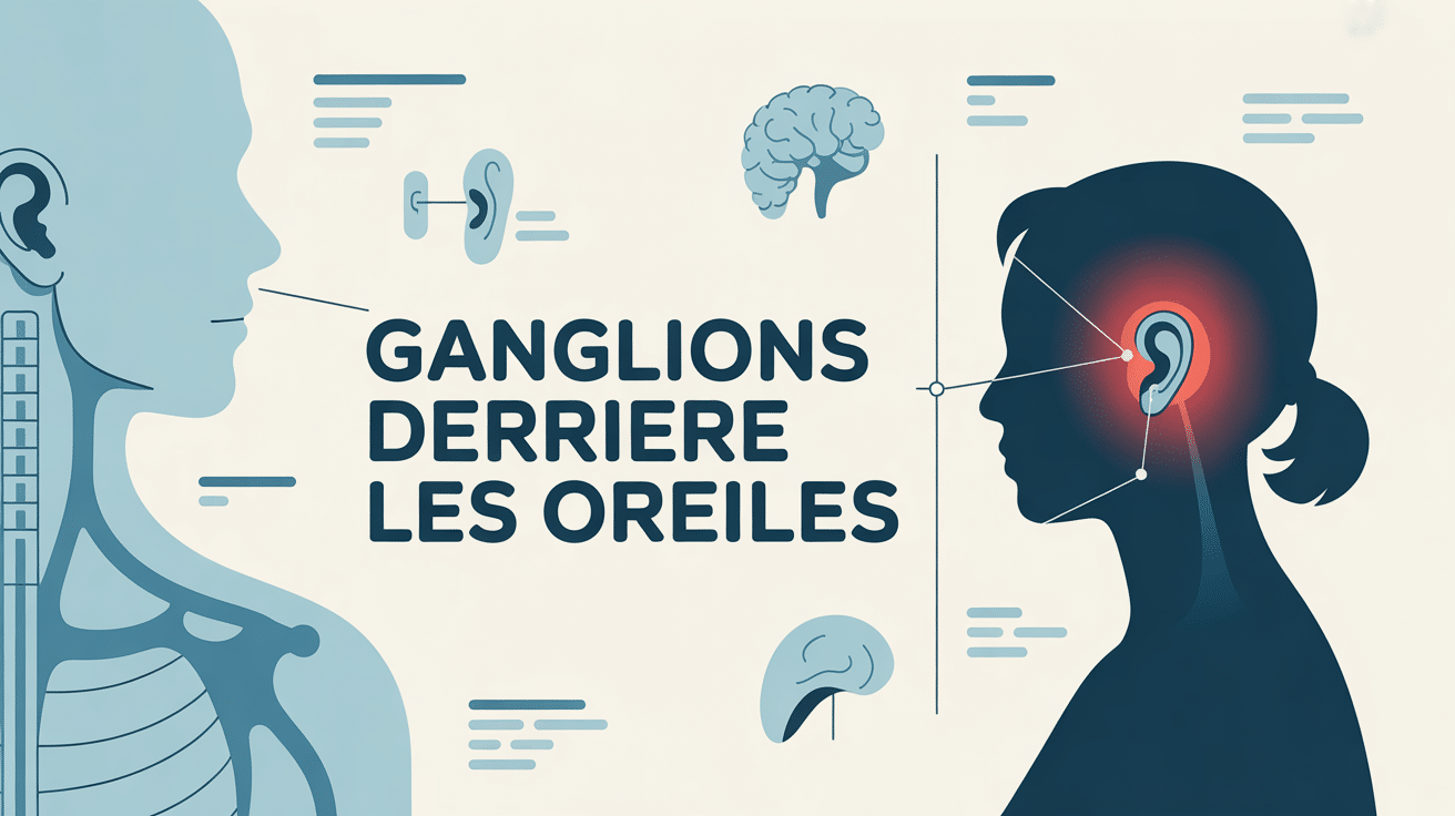 illustration ganglions derriere oreilles profil medical