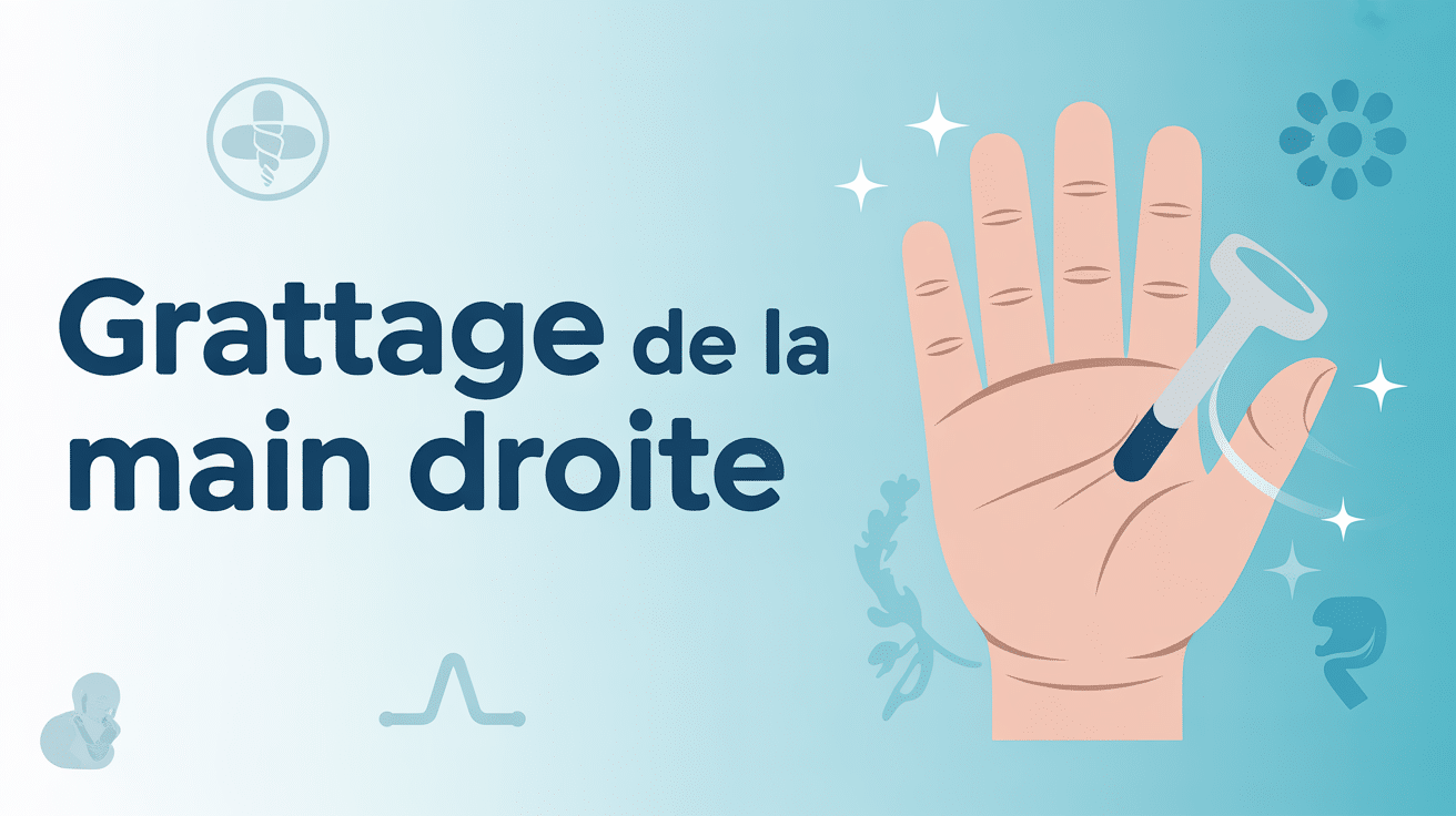 grattage main droite illustration médicale et symbolique