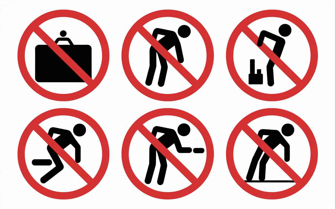 hernie inguinale mouvements à éviter pictogrammes interdiction gestes à risque