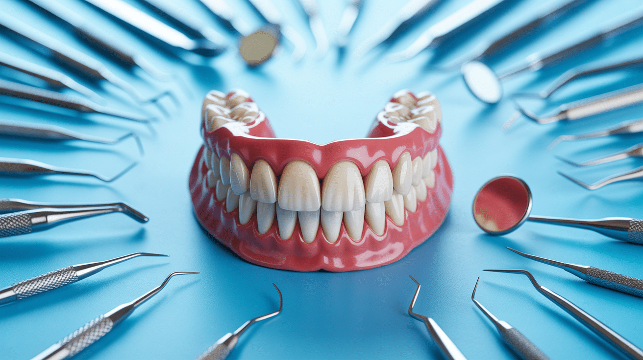 inlay-onlay inconvénients vue dentaire dorée et instruments