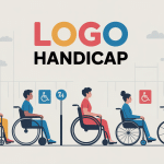 Logo handicap silhouettes diverses environnement accessible