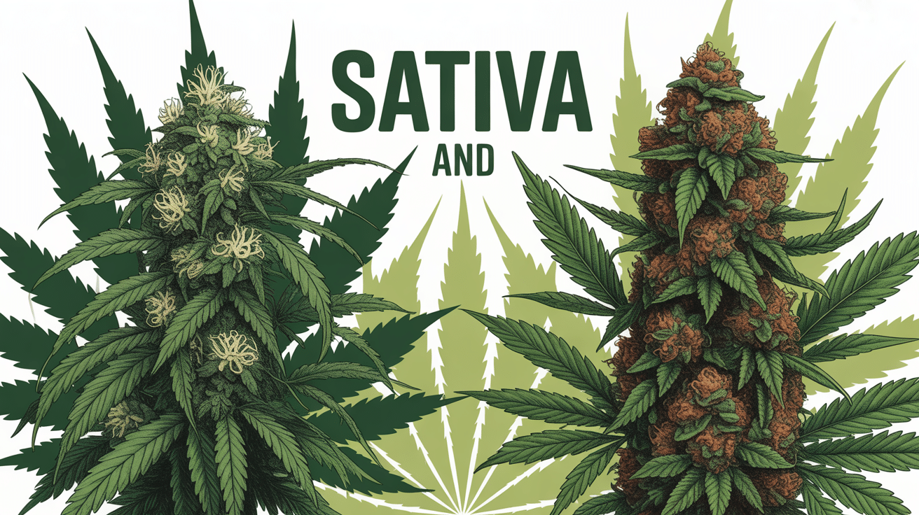 Sativa and deux types de plantes cannabis côte à côte