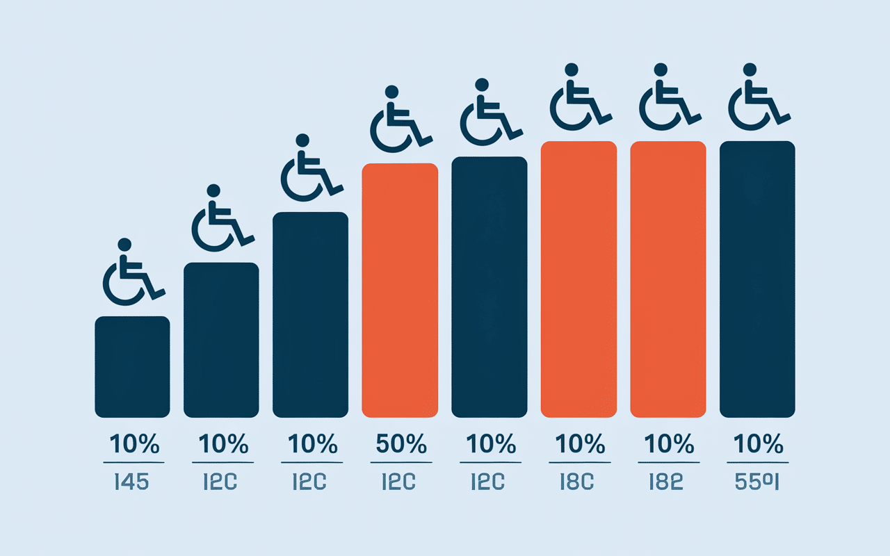 tableau officiel pourcentage d'invalidité mdph infographie barres