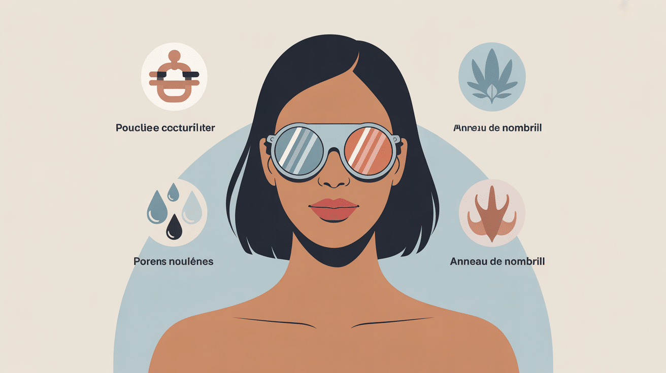 Illustration anneau nombril piercing avec pictos sécurité hygiène matériaux