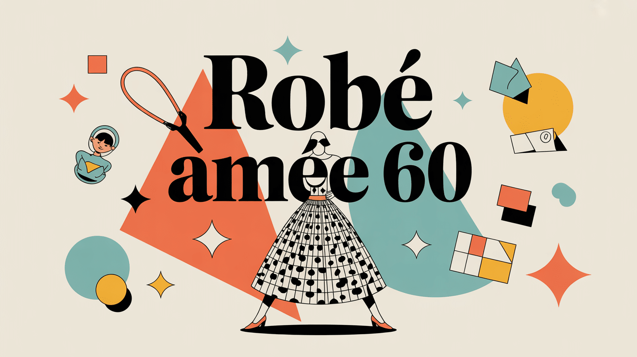 année 60 robe trapèze et motifs géométriques