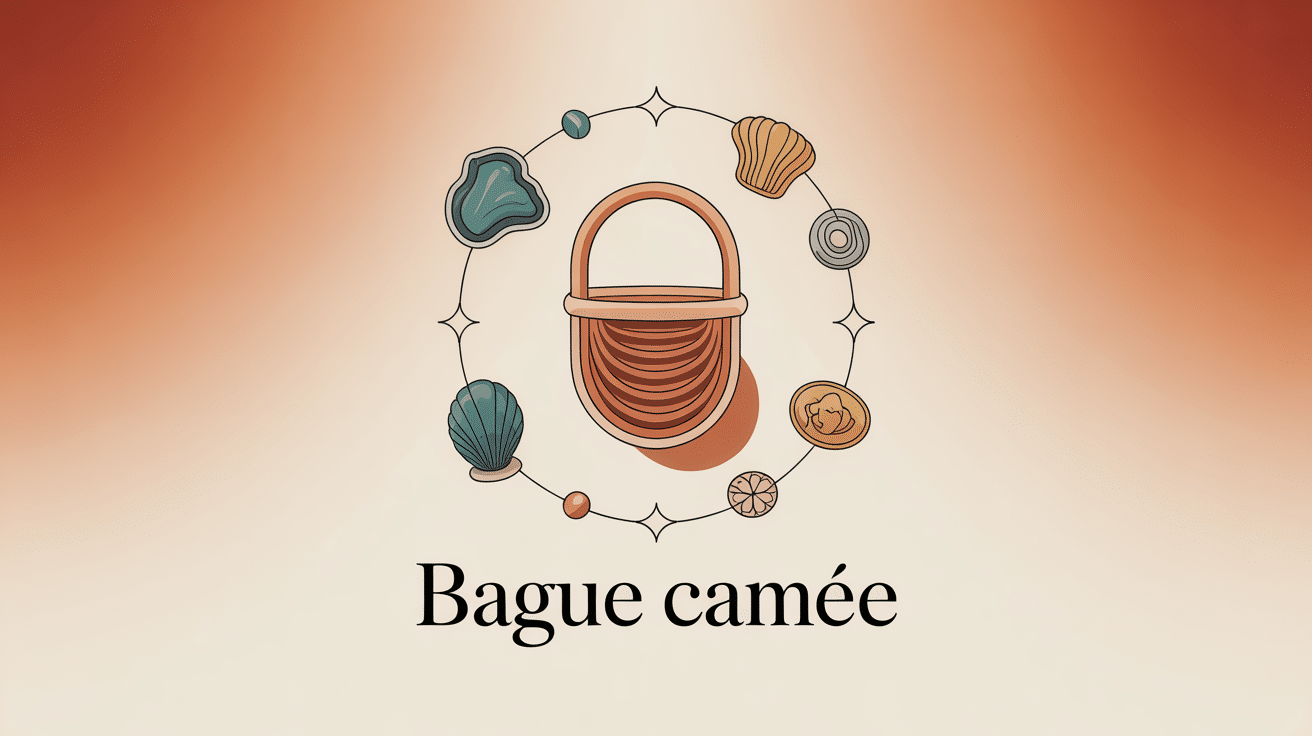 Illustration de bague camée, matériaux et styles