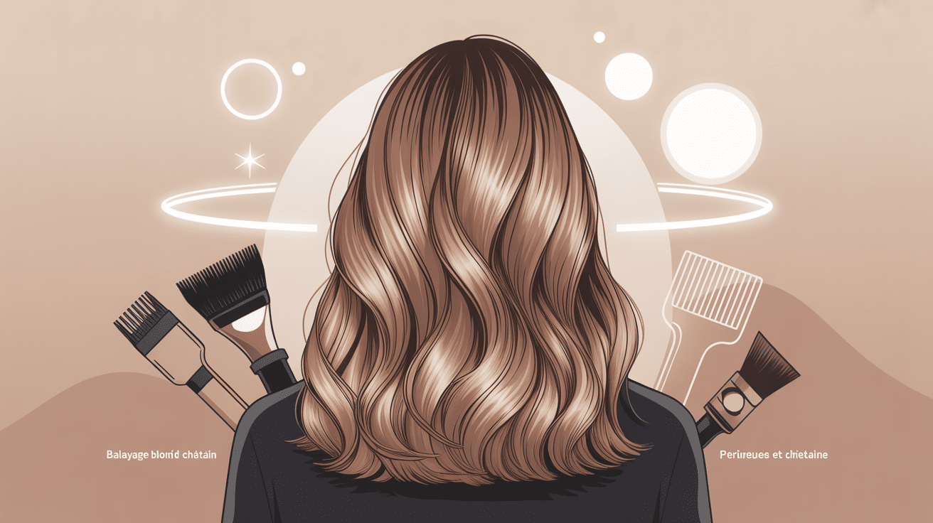 Illustration balayage blond sur châtain naturel et lumineux
