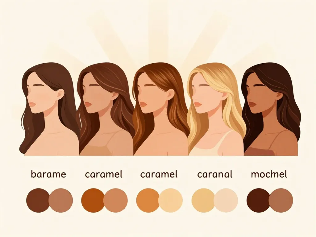 Schéma nuances pour balayage caramel lisse