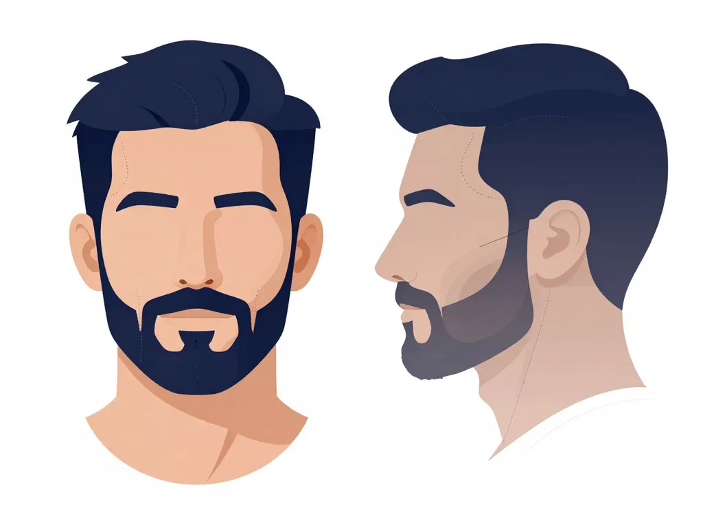 Schéma vectoriel barbe taillée ligne de cou et joues courbes