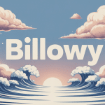 Illustration billowy avec nuages, vagues et rideau ondoyant