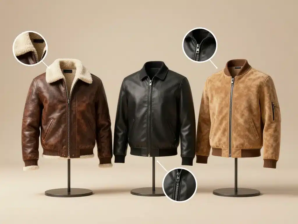 bombardier homme cuir suédine, zip, coutures