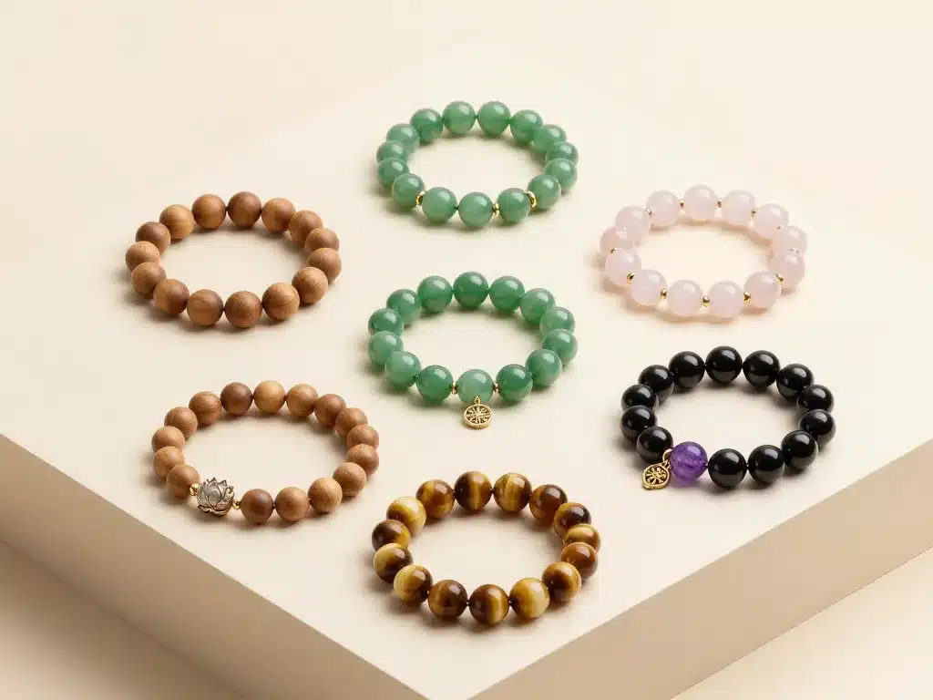 Assortiment bracelet bouddha bois et pierres naturelles