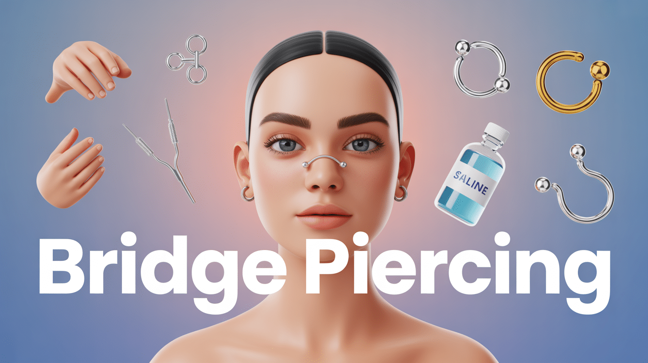 Illustration bridge piercing sur l’arête du nez, guide complet