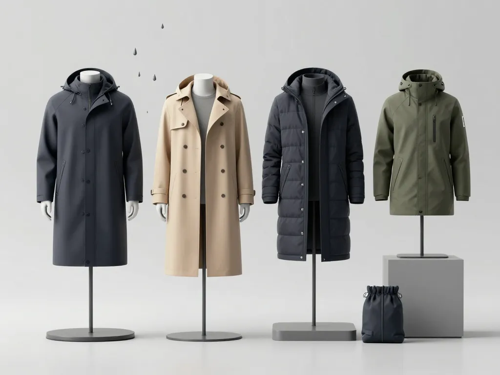 maium modèles long trench parka packable