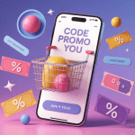 Illustration code promo about you sur smartphone et coupons