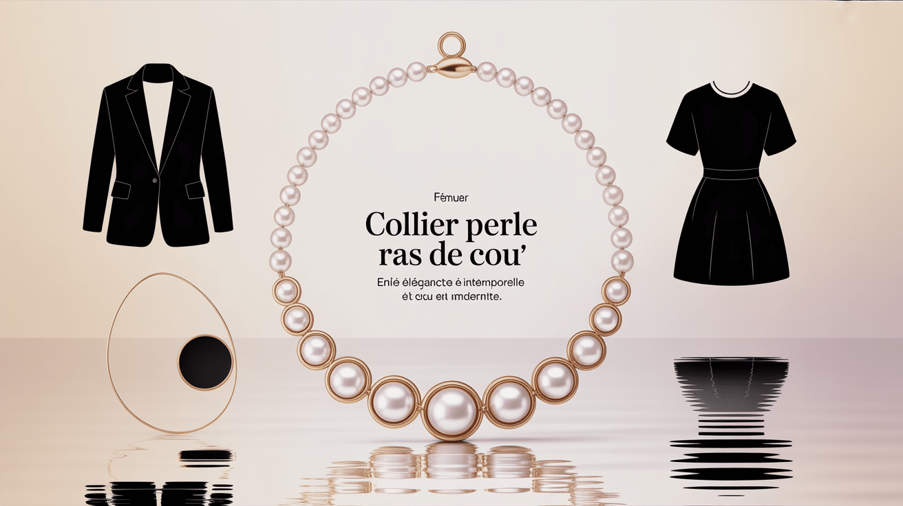 collier perle ras de cou élégant, perles blanches et baroques