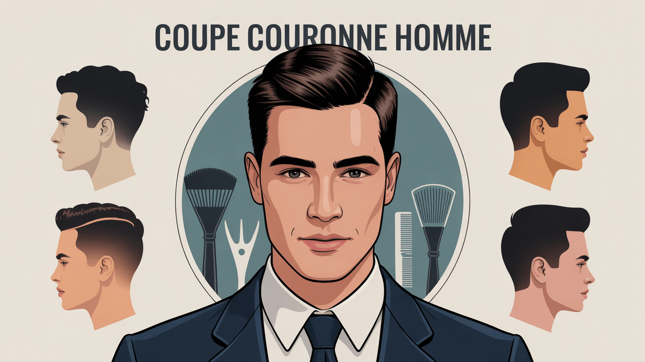 Illustration coupe couronne homme avec variantes et dégradé
