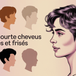 Illustration coupe courte pour cheveux épais et frisés avec boucles définies