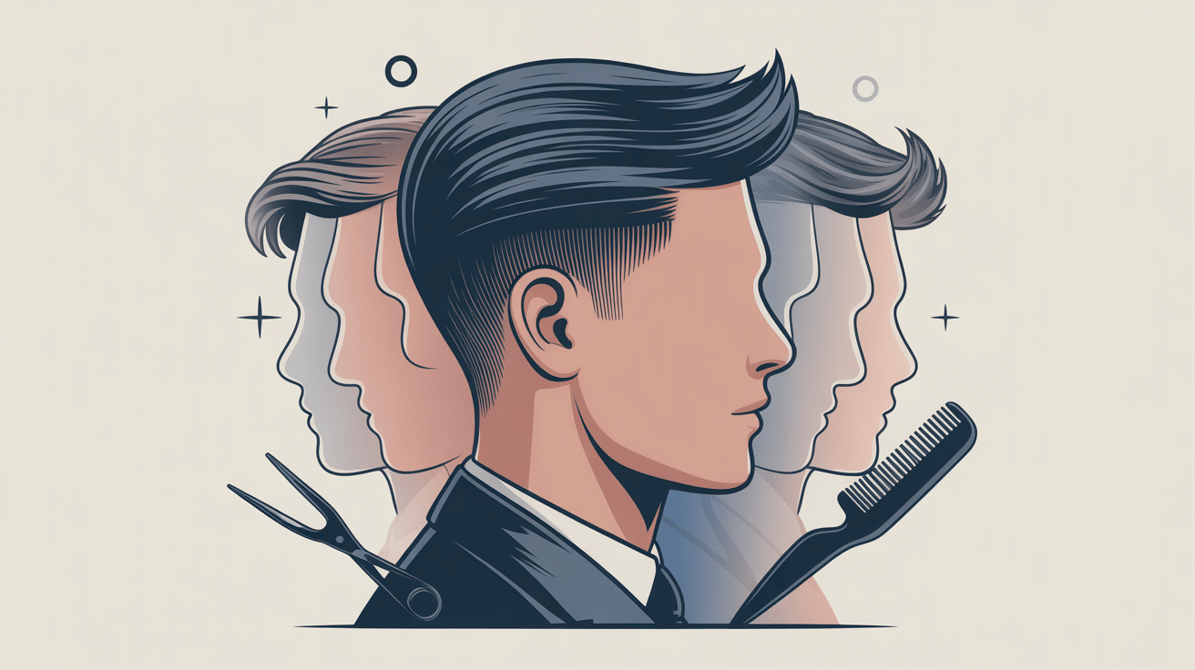 coupe de cheveux homme mi long dégradé en illustration moderne
