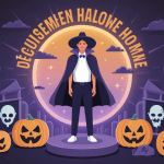 illustration déguisement halloween homme avec vampire squelette zombie