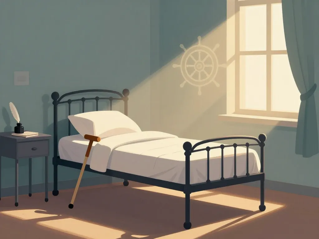 Hôpital victorien, lit et béquille, invictus invictus