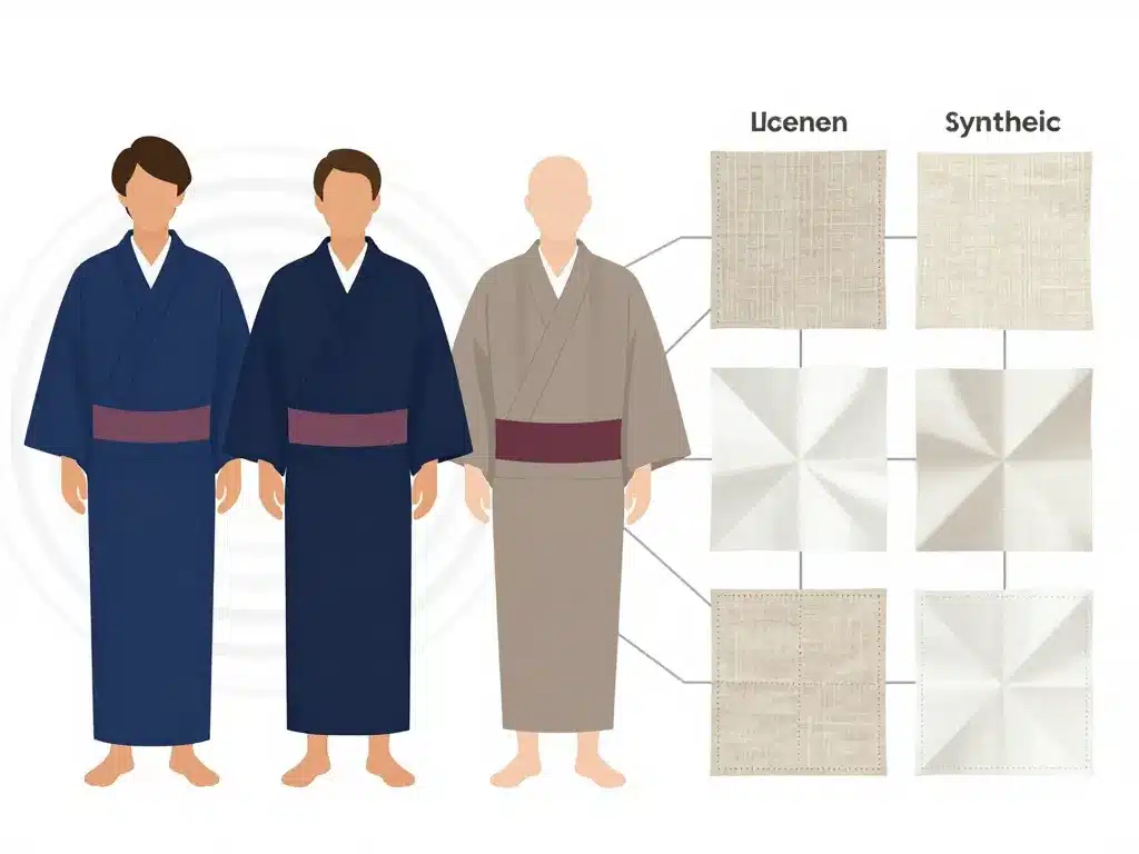 Comparatif longueurs et tissus kimono homme