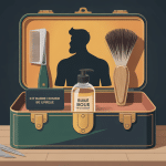 Illustration coffret kit barbe homme avec huile baume brosse peigne ciseaux