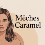 Illustration meches caramel reflets miel modernes