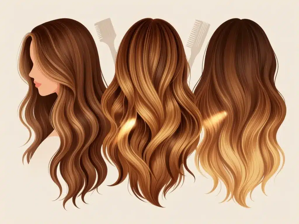 Comparatif visuel meches caramel techniques